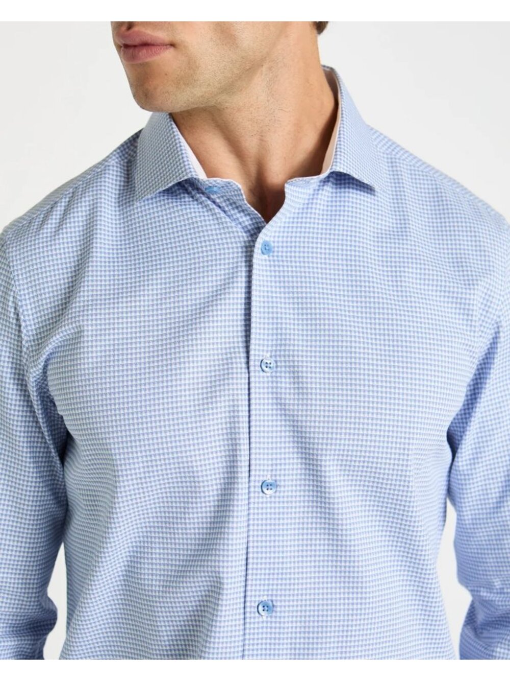 David Donahue Button Down Shirt 100% Cotton Mens Size 16.5 32/33 Blue Long Sleev
